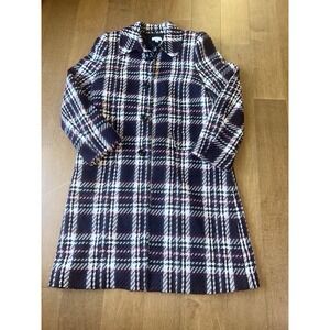 A Pea In The Pod Maternity Redefined Wool Coat Plaid Lined Button Down S/M